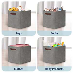 Consmos 4-Pack 13 Inch Large Fabric Storage Bins Storage Basket for Shelves (13"x13"x13"-4pack, Gray)