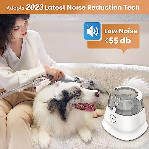 INSE Pet Grooming Vacuum, Dog Grooming Vacuum & Dog Grooming Kit Suction 99% Pet Hair, Large Dust Cup Pet Hair Vacuum with Clipper for Dogs, 5 Pet Grooming Tools for Shedding Pet Hair