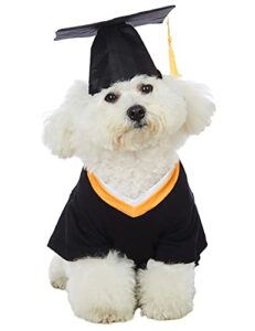 impoosy dog graduation shirts with pet graduation hats with yellow tassel puppy graduation costumes for dogs cats holiday costume accessory (l)