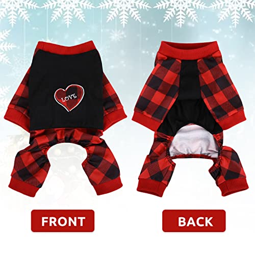 Dog Pajama Soft Dog Onesie Stretchy Pjs Pet Clothes Cat Shirt Outfit for Christmas Eve Costume Heart Reindeer Pattern