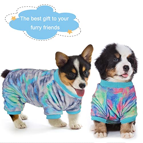 Dog Pajamas Soft Onesies for Small Dogs Boys Girls Tie Dye Winter Pjs Velvet Pet Clothes Puppy Jumpsuits, Pink Small