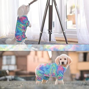 Dog Pajamas Soft Onesies for Small Dogs Boys Girls Tie Dye Winter Pjs Velvet Pet Clothes Puppy Jumpsuits, Pink Small