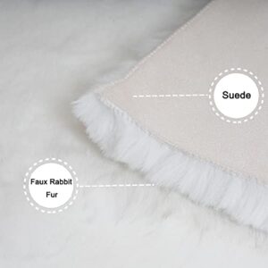 Ghouse Ultra Soft Faux Rabbit Fur Rug 2x3, Machine Washable Area Rugs for Bedroom Fluffy Rugs for Living Room, no-Shedding Carpet Sheepskin Rug White