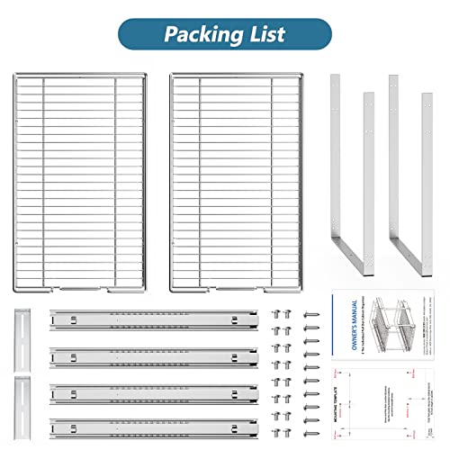 LOVMOR 2 Tier Individual Pull Out Cabinet Organizer 17" W x 21" D, Slide Out Kitchen Cabinet Storage Sliding Shelves