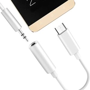 USB Type C to 3.5mm Headphone Jack Adapter, YNCRIS Audio Adapter USB C to AUX Dongle Cable - White