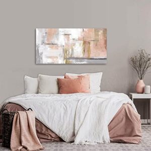 TIDOES Abstract Wall Art for Girls Pink Wall Art for Living Room Gold Wall Decor Large Canvas Prints Painting Pictures for Wall Ready to Hang 20"x40"