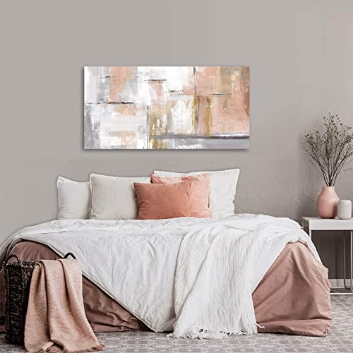 TIDOES Abstract Wall Art for Girls Pink Wall Art for Living Room Gold Wall Decor Large Canvas Prints Painting Pictures for Wall Ready to Hang 20"x40"