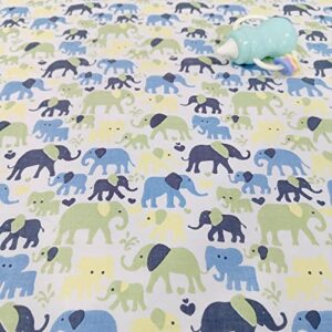 Trade Star 3 Yard Hand Block Printed 100% Super Soft Natural Dyes Cotton Fabric for Kids Bedding Decor (Baby Elephant)