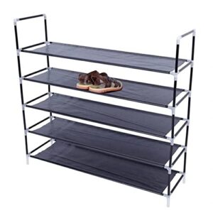 5 tiers non-woven fabric shoe rack with handle black