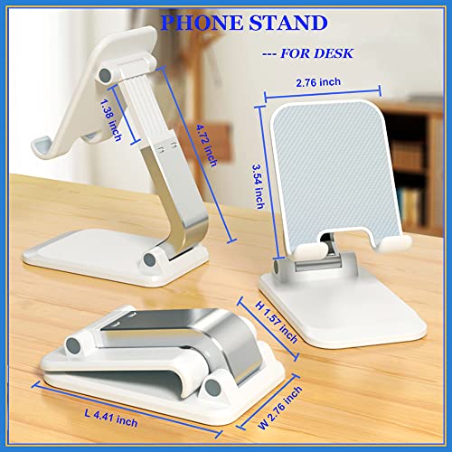 scorking 2-Pack Foldable Cell Phone Stand for Desk, Portable Phone Holder iPhone Stand with Storage Bag, Height & Angle Adjustable Desktop Phone Cradle Mount Dock iPad Stand Tablet Holder