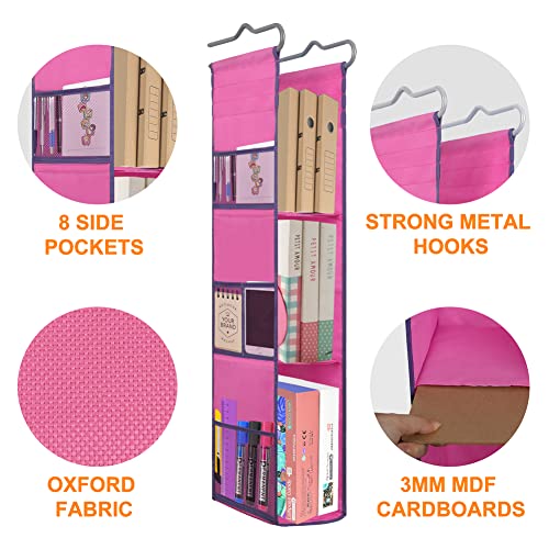 Libeder 3 Shelf Hanging Locker Organizer for School, Work, Gym, Closet, Adjustable Hanging Locker Accessories Shelves for Girls Boys, Hangs from Shelf, Rod to Create Storage Space(Pink-Purple)