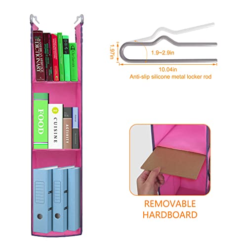 Libeder 3 Shelf Hanging Locker Organizer for School, Work, Gym, Closet, Adjustable Hanging Locker Accessories Shelves for Girls Boys, Hangs from Shelf, Rod to Create Storage Space(Pink-Purple)