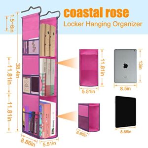 Libeder 3 Shelf Hanging Locker Organizer for School, Work, Gym, Closet, Adjustable Hanging Locker Accessories Shelves for Girls Boys, Hangs from Shelf, Rod to Create Storage Space(Pink-Purple)