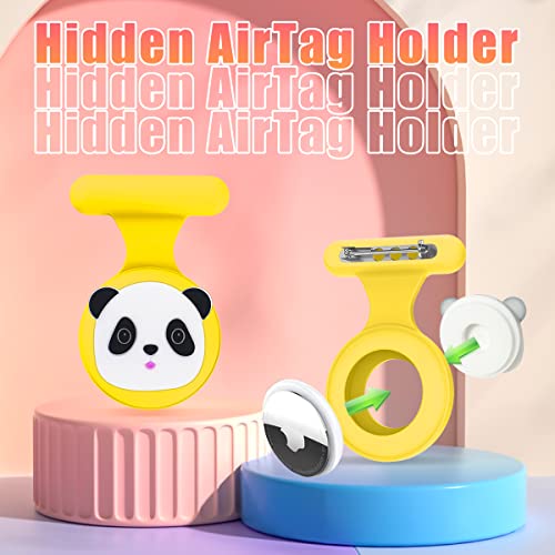 Air Tag Holder for Kids, Hidden Pin for Apple AirTag Case Tags Accessories Portable Than Bracelet, Necklace, Wristband, Watch Band GPS Tracker for Girls (Pink, Yellow)…