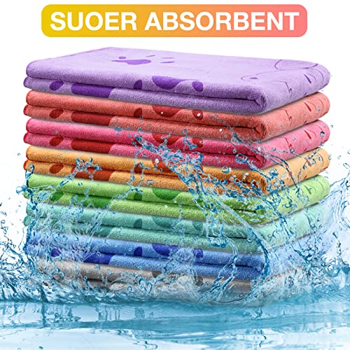 8 Pcs 55 x 28 Inches Dog Towels Pet Bath Drying Towels Absorbent Microfiber Soft Beach Towels for Small Medium Large Cat Puppy Shower Cleaning Accessories, 8 Colors