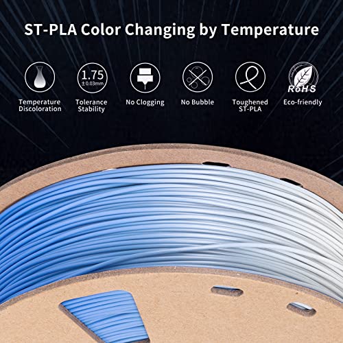 TRONXY PLA 3D Printer Filament 1.75mm Color Changing Filament with Temperature Blue to White Color Change PLA 1KG Spool Cardboard