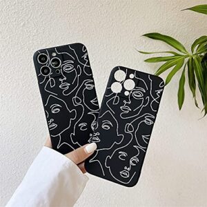 Compatible with iPhone 14 Pro Phone Case Art Abstract Line Face Design Silicone Protective Cover for Apple iPhone 14 Pro 6.1 Cases - Black