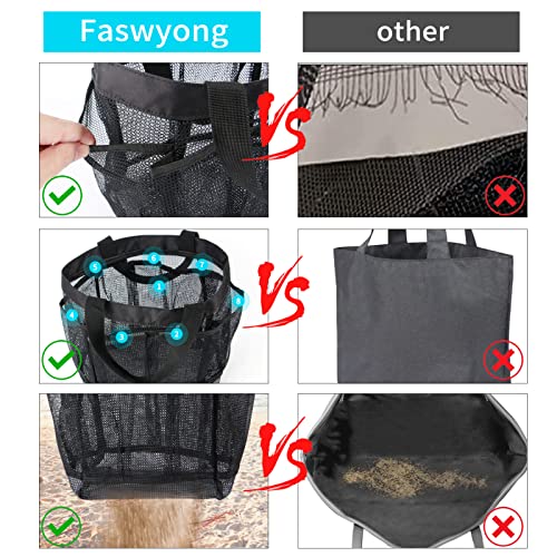 Faswyong Mesh Shower Caddy,Portable Shower Caddy Dorm, Quick Dry Mesh Shower Caddy, Bathroom mesh shower Caddy For College Dorm Room Essentials, Gym, Bathroom, Camp, Travel(black)