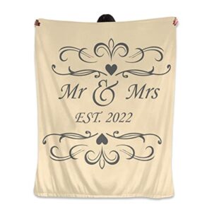 wedding gifts flance blanket for couples, unique gifts for luxury bed blanket, soft flance plush throw, 50 x 60 inch, mr & mrs 2022