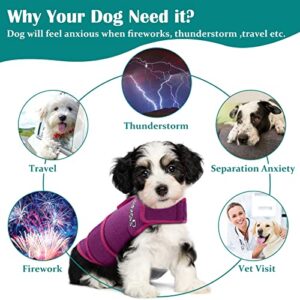 Zeaxuie Baby-Use-Grade Dog Anxiety Vest, Breathable Dog Jacket Wrap for Thunderstorm, Travel, Fireworks, Vet Visits- Calming Coat for Small, Medium & Large Dogs-XS-Purple