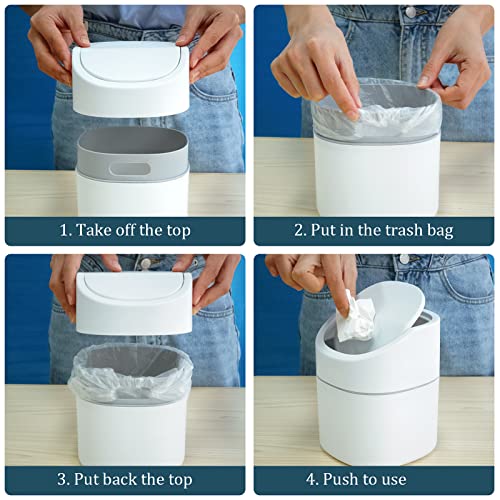 Business King Tiny Desk Trash Can with Lid 2 pcs & Trash Bag 360 pcs