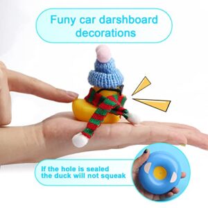 KINBOM Car Duck Decoration Dashboard, Rubber Duck Car Ornament Accessories Winter Style Yellow Duck Décor for Car Interior Dashboard Office Desk Bedroom Boys Girls (Blue Hat)