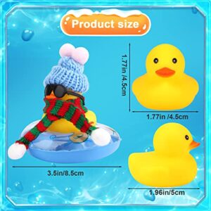 KINBOM Car Duck Decoration Dashboard, Rubber Duck Car Ornament Accessories Winter Style Yellow Duck Décor for Car Interior Dashboard Office Desk Bedroom Boys Girls (Blue Hat)