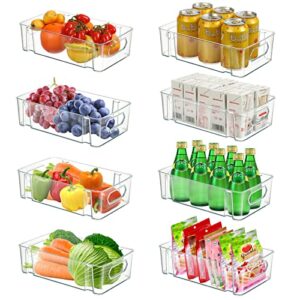 refrigerator organizer bins, hemoton 8pcs stackable fridge organizer with built- in handles, pet clear bins for fridge, kitchen cabinet, pantry and countertops, 10.39 x 6.1 x 2.95 inches