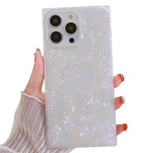 jfwen compatible with iphone 14 pro max case 6.7 inch 2022 glitter marble square edge design shockproof soft tpu silicone bling cute protective phone cases cover for women (multicolor)