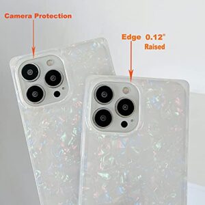 JFWEN Compatible with iPhone 14 Pro Max Case 6.7 inch 2022 Glitter Marble Square Edge Design Shockproof Soft TPU Silicone Bling Cute Protective Phone Cases Cover for Women (Multicolor)