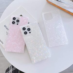 JFWEN Compatible with iPhone 14 Pro Max Case 6.7 inch 2022 Glitter Marble Square Edge Design Shockproof Soft TPU Silicone Bling Cute Protective Phone Cases Cover for Women (Multicolor)