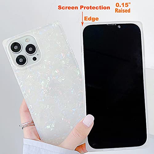 JFWEN Compatible with iPhone 14 Pro Max Case 6.7 inch 2022 Glitter Marble Square Edge Design Shockproof Soft TPU Silicone Bling Cute Protective Phone Cases Cover for Women (Multicolor)