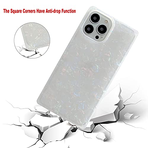 JFWEN Compatible with iPhone 14 Pro Max Case 6.7 inch 2022 Glitter Marble Square Edge Design Shockproof Soft TPU Silicone Bling Cute Protective Phone Cases Cover for Women (Multicolor)