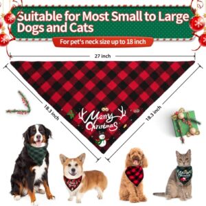 Viretec Buffalo Plaid Dog Bandanas 2 Pack, Valentine's Day Classic Dog Scarf for Boy and Girl, Double-Sided Design Triangle Kerchief, Adjustable Washable Dog Bandanas for Small Medium Large Dogs Cats