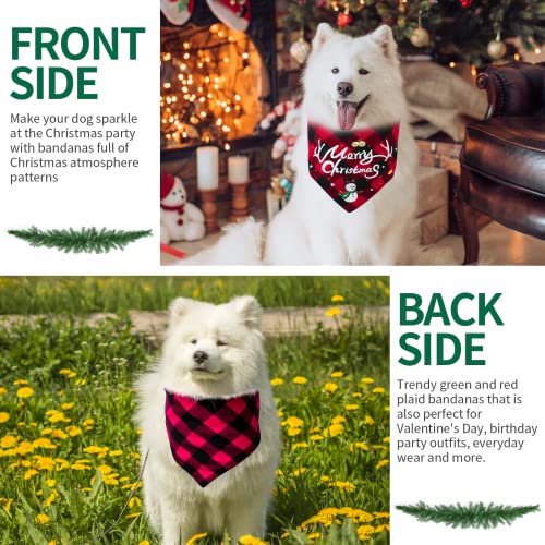 Viretec Buffalo Plaid Dog Bandanas 2 Pack, Valentine's Day Classic Dog Scarf for Boy and Girl, Double-Sided Design Triangle Kerchief, Adjustable Washable Dog Bandanas for Small Medium Large Dogs Cats