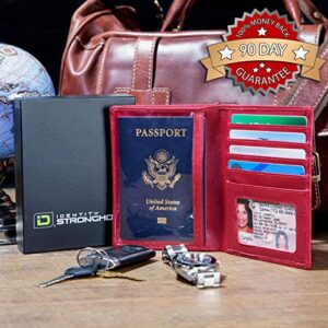 RFID Passport Wallet Travel Organizer - 2 Passport Holder - Slim Leather Bifold