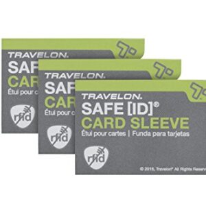 Travelon Safe Id Set of 3 RFID Blocking Sleeves, Gray, 3.4 x 2.3