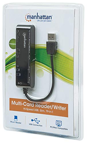 Manhattan USB 2.0 Card Reader / Writer – with 5 Flash Memory Card Slots, Supports 79 Memory Card Formats, 480 Mbps Data Transfer Speed – Compatible with Windows & Mac – 3 Yr Mfg Warranty - 101998