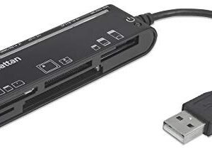 Manhattan USB 2.0 Card Reader / Writer – with 5 Flash Memory Card Slots, Supports 79 Memory Card Formats, 480 Mbps Data Transfer Speed – Compatible with Windows & Mac – 3 Yr Mfg Warranty - 101998