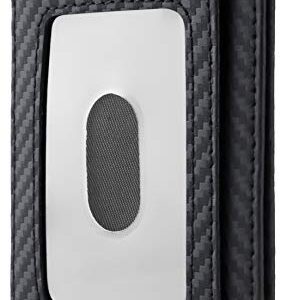 Travelambo Front Pocket Minimalist Leather Slim Wallet RFID Blocking Carbon Fiber Texture(Black)