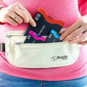 Boxiki Travel Set of 12 RFID Blocking Sleeves Best way to Protect your Cards from Electronic Theft. Durable, Lightweight and Compact Design to fit in any Pocket or Purse. (Navy Blue)