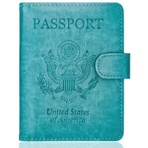 walnew passport holder cover case rfid passport travel wallet, blue