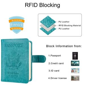 WALNEW Passport Holder Cover Case RFID Passport Travel Wallet, Blue