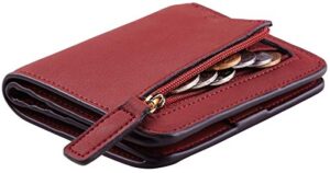 toughergun womens rfid blocking small compact bifold luxury genuine leather pocket wallet ladies mini purse with id window (11 renapa red deep)