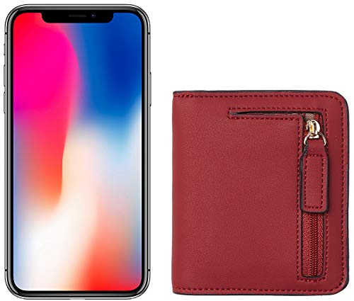Toughergun Womens Rfid Blocking Small Compact Bifold Luxury Genuine Leather Pocket Wallet Ladies Mini Purse with ID Window (11 ReNapa Red Deep)