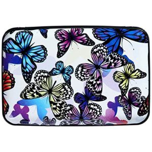 Kaabao Aluminum Wallet RFID Blocking Slim Metal Business ID Credit Card Holder Hard Case (Butterflies)