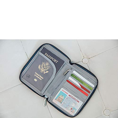 Travelon RFID Blocking Passport Zip Wallet, Ocean, 4 x6 .5