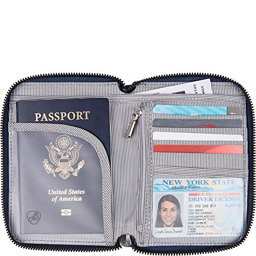 Travelon RFID Blocking Passport Zip Wallet, Ocean, 4 x6 .5