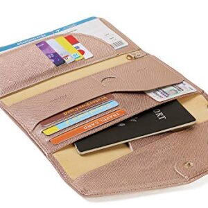 ZOPPEN Passport Holder for Women Travel Wallet Rfid Blocking Passport Cover Document Organizer Strap Ver.5, 07 Rose Gold