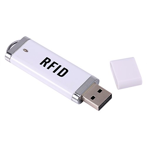 125KHz Portable RFID Reader, U Disk Shape ID Card Reader Non-Contact USB Interface Reader Plug & Play for Win XP/Win10/Liunx/Vista/Android-White